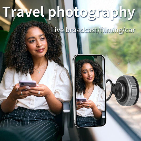 Silver Foldable Vacuum Suction Phone Stand for Navigation and Calls