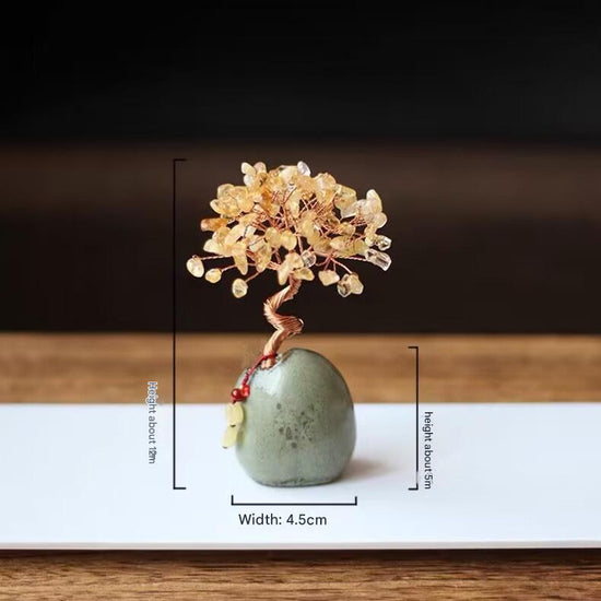 Black Vintage Crystal Money Tree Figurine for Home Decoration