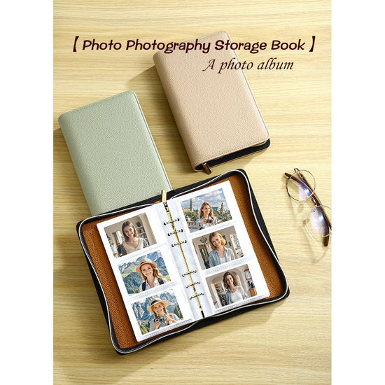 Green PU Leather Zippered Photo Album - Holds 240 3" Prints