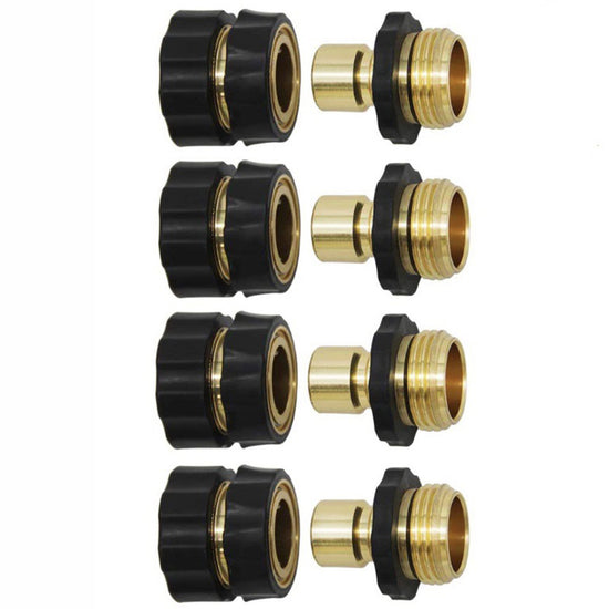 American Standard 3/4 Inch Brass Quick Connect Garden Hose Adapter (4 Male & 4 Female)
