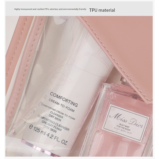 Black Chic Envelope Makeup Bag with Transparent Waterproof Design