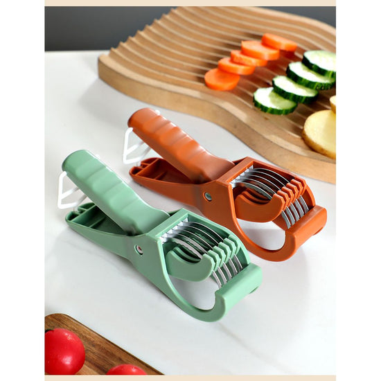 2 pcs (Orange+Green) 5-Blade Fruit & Vegetable Slicer for Crinkle Cuts - Kitchen Gadget