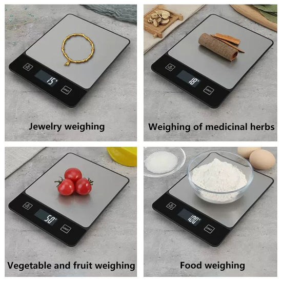 White Digital Kitchen Scale - Stainless Steel Food Scale for Baking & Cooking (10kg/1g)