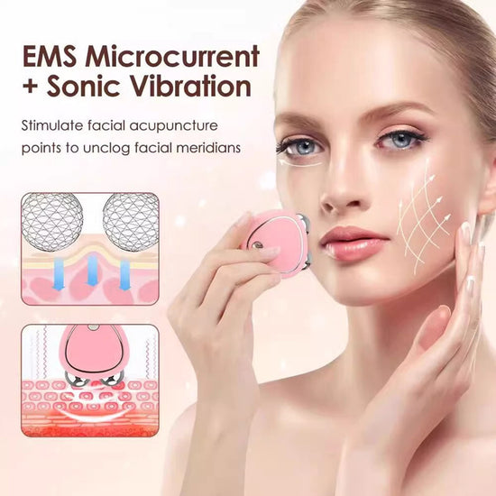White Microcurrent Face Lifting Massager - Sonic Vibration, V-Shape Sculpting