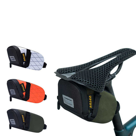 White And Black Water-Resistant Bicycle Saddle Bag - 1.3L Reflective Seat Pack for Road & Mountain Bikes