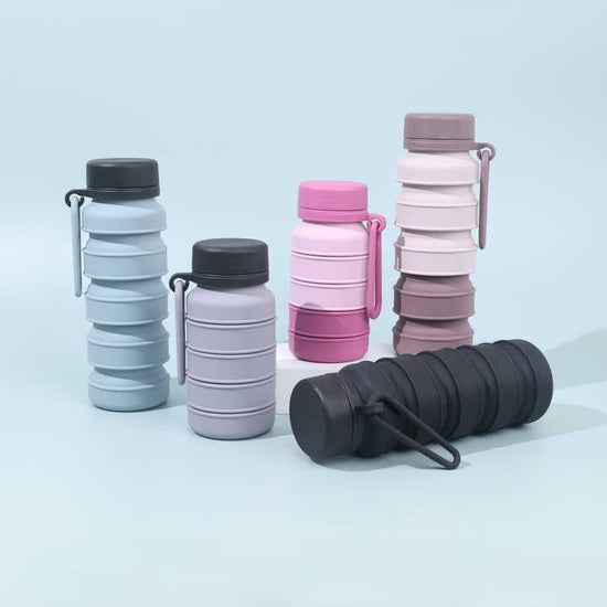 Pink Collapsible Silicone Water Bottle - 510ml Portable Food-Grade Travel & Sports Drink Flask