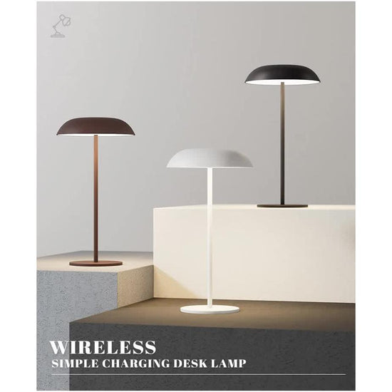 White Minimalist Rechargeable LED Touch Table Lamp - 3-Color Stepless Dimming Metal Desk Light