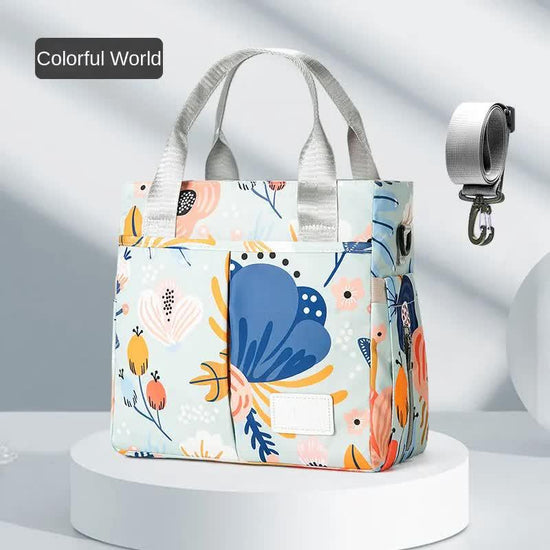 Colorful Versatile Nappy Bag Tote - Lightweight Diaper Bag with Insulated Pocket & Crossbody Strap