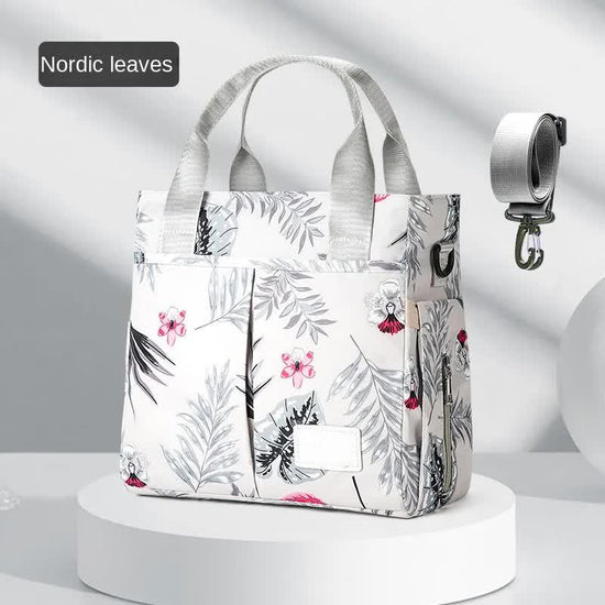 Grey Versatile Nappy Bag Tote - Lightweight Diaper Bag with Insulated Pocket & Crossbody Strap