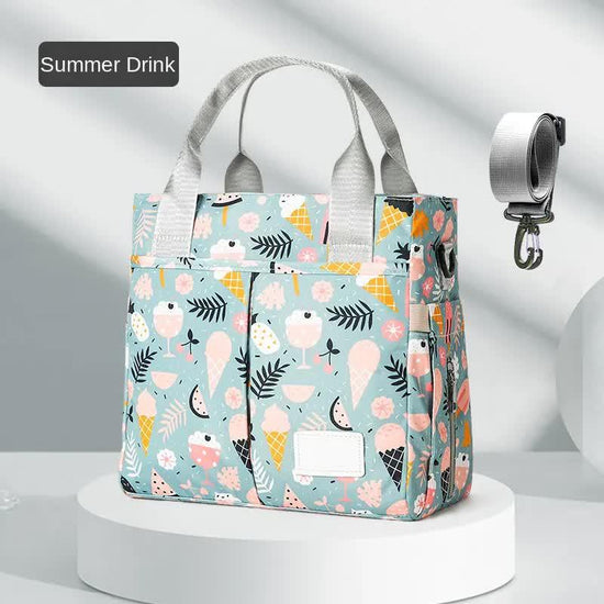 Green Versatile Nappy Bag Tote - Lightweight Diaper Bag with Insulated Pocket & Crossbody Strap