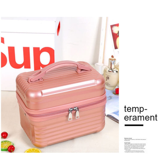 Silver Durable Hard Shell Makeup Travel Case - Large Capacity Portable Cosmetic Organizer Box with Handle