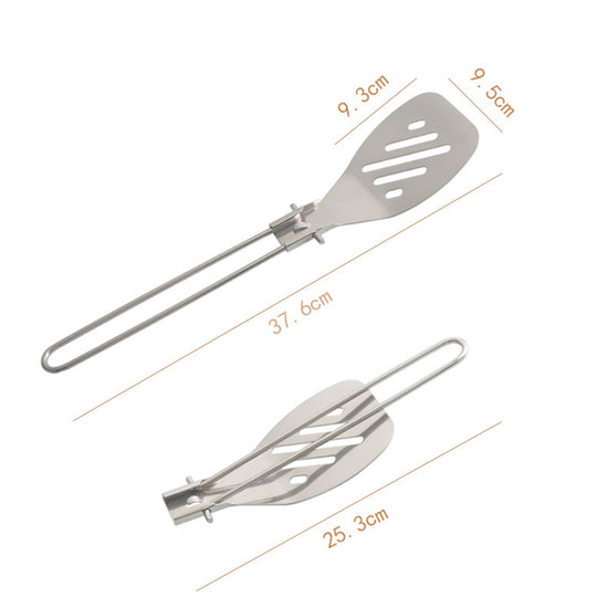 Silver 304 Stainless Steel Folding Camping Spatula - 2 Pack Compact & Portable Outdoor Cooking Utensils