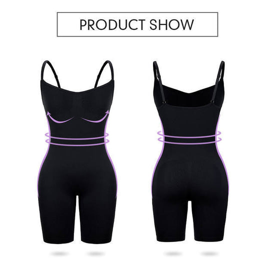 Size M Black Seamless Full Body Shaper for Women - Tummy Control, Butt Lifter & Thigh Slimmer Bodysuit