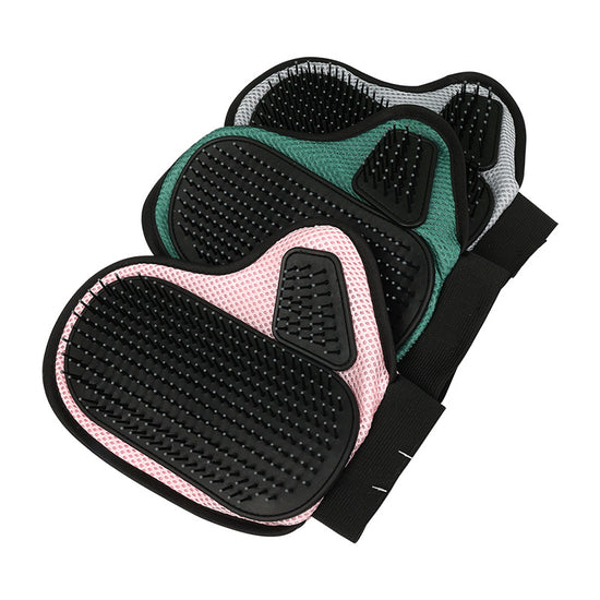 2 Pcs Green And Black Pet Grooming Glove - Gentle Deshedding & Massage Mitt for Dogs & Cats, Efficient Fur Remover