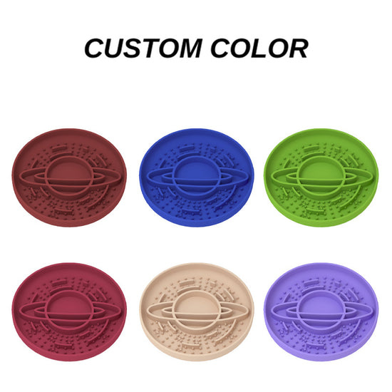 Red Silicone Planet Slow Feeder Dog Bowl - 2-in-1 Anti-Choke Lick Mat for Healthy Eating & Fun