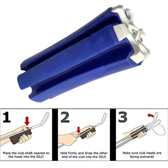 Blue Set of 2 Portable Golf Club Carrier Holders - Lightweight Club Organizer Caddy
