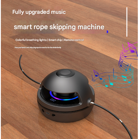 Blue Smart Electric Jump Rope Machine with Bluetooth Music, Remote Control & LED Lights