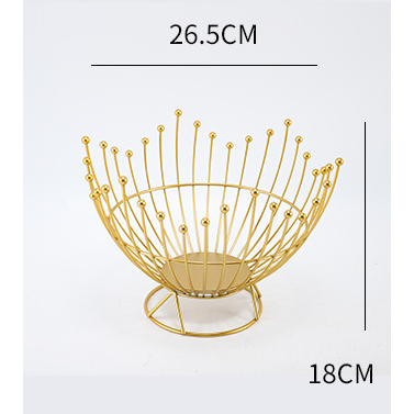 Pedestal Base Gold Modern Metal Wire Fruit Basket Bowl - Countertop Storage for Fruit & Snacks