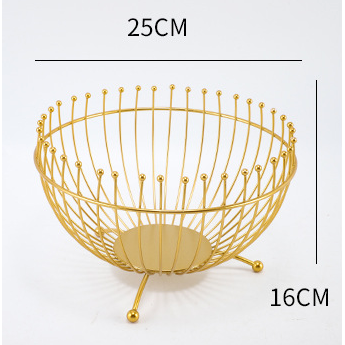Small Feet Gold Modern Metal Wire Fruit Basket Bowl - Countertop Storage for Fruit & Snacks