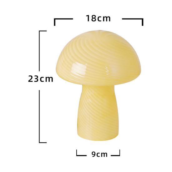 Stripe-Pure White Retro Swirl Glass Mushroom Table Lamp - LED Bedside Night Light