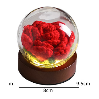 Gradient cyan Rose Knitted Flower LED Dome Lamp - USB Touch 3-Color Night Light