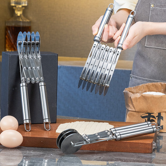 Doughnut Cutter Five Wheels Stainless Steel Multi-Wheel Rolling Dough Cutter - Pastry, Noodle & Lattice Slicer