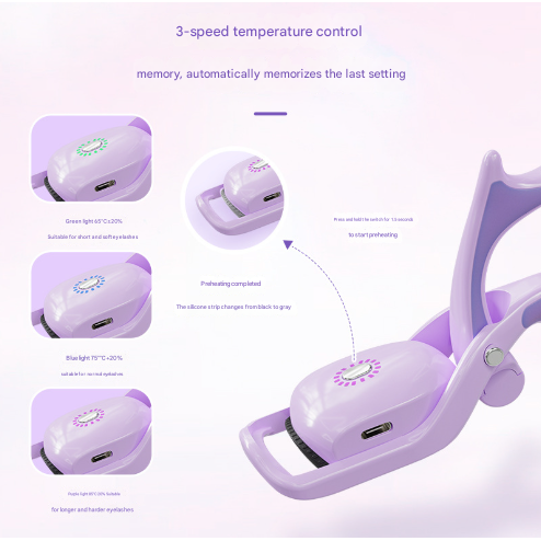 White USB Rechargeable Electric Heated Eyelash Curler - Lash Lift and Extension Tool
