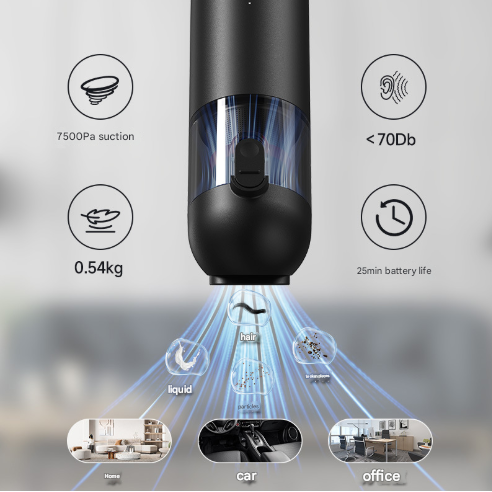 Black Versatile 2-in-1 Cordless Handheld Vacuum Cleaner & Blower - USB Rechargeable, High-Power for Car & Home