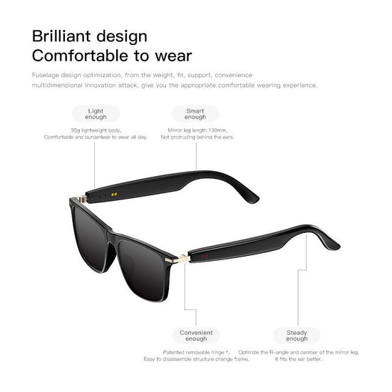 Transparent Smart Bluetooth Audio Sunglasses - Hands-Free Calls & Music Streaming Eyewear