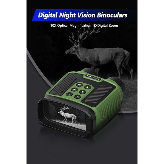 Green 4K Ultra HD Digital Night Vision Binoculars - Infrared Scope for Hunting & Outdoor Observation
