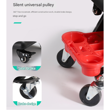 Divided Cup Holder Auto Repair Polishing Stool - Detachable Seat Car Wash Tool Creeper Stool