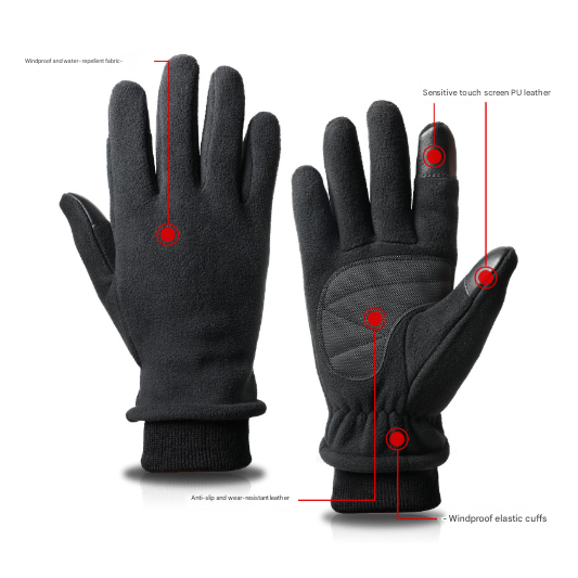 S Navy Blue Warm Windproof Touchscreen Gloves - Anti-Slip Grip for Winter Cycling & Outdoor Sports