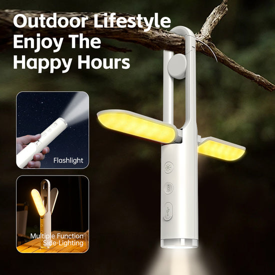 Multi-Function Folding LED Camping Lantern & Flashlight - USB Rechargeable, 3 Light Modes + SOS(Black)