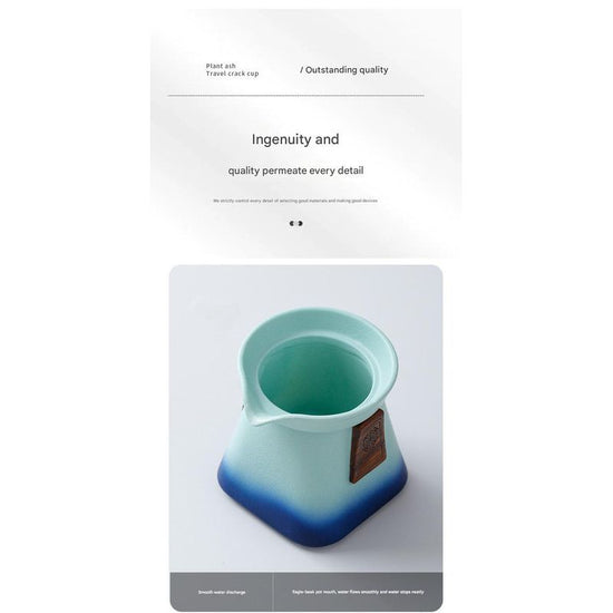 Artisan Ceramic Tea Pot with Built-in Strainer - 280ml, Gradient Finish & Wooden Accents(Yellow+red)