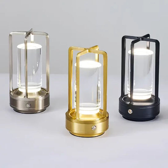 Cross-Shaped LED Table Lamp - Silver Touch Button with USB Charging