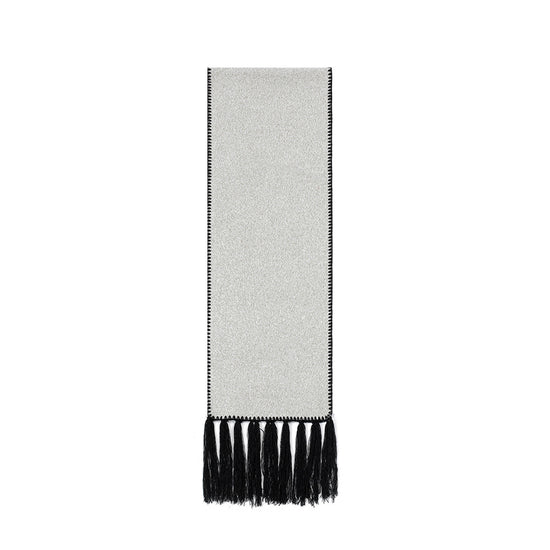 Beige Contrast Edge & Tassel Scarf - Chic Autumn/Winter Neckwear (190x30cm)