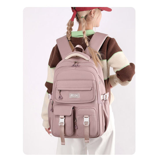 Light Purple Large Capacity Waterproof Student Backpack - Fits 15-Inch Laptop, Multi-Pocket Travel Daypack