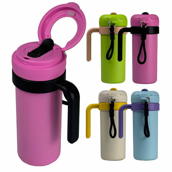 Green and Khaki 700ml Insulated Stainless Steel Tumbler with Handle, Dual-Sip Lid, Straw & Tea Infuser