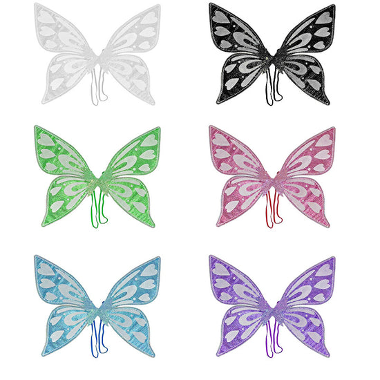 Black Sparkling Fairy Wings - Lightweight Glitter Butterfly Costume Accessory for Kids & Adults