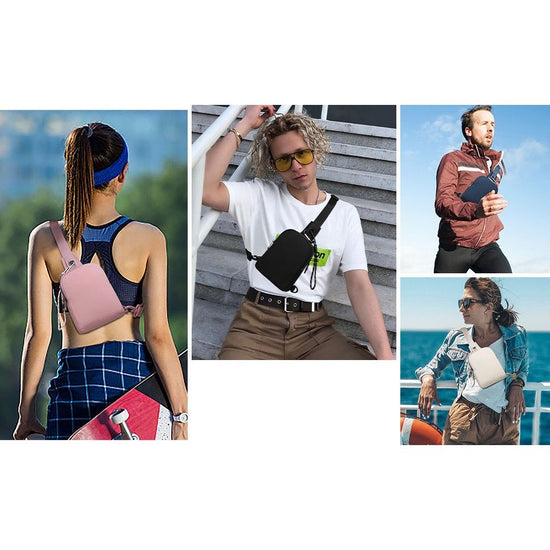 Beige Compact Waterproof Sling Bag - Unisex Mini Crossbody Chest Pack with Adjustable Reversible Strap