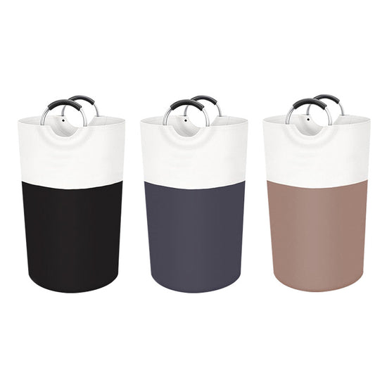 Black and White Large 90L Freestanding Laundry Hamper - Collapsible Clothes Basket with Aluminum Soft-Grip Handles