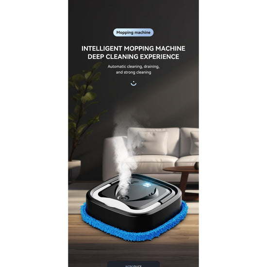 White Smart Robotic Floor Mop with Humidifier Spray - Ultra-Slim Automatic Wet & Dry Floor Cleaner