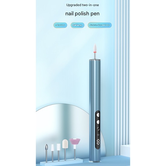 Pink Rechargeable Electric Nail Drill Pen with UV Curing Lamp - Professional All-in-One Manicure Pedicure Kit for Polishing & Gel Removal