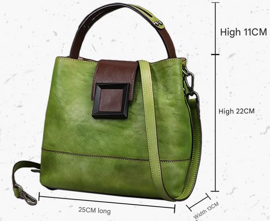 Vintage Yellow Leather Handbag - Elegant Multi-Functional Design