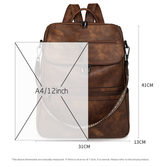 Yellow Stylish Anti-Theft Backpack for Women - Vintage PU Leather Convertible Rucksack & Shoulder Bag