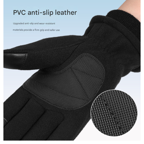 L Navy Blue Winter Fleece Touchscreen Gloves - Warm & Water-Repellent for Cycling & Outdoor Sports