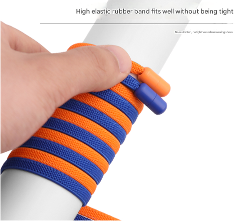 Navy Blue No-Tie Elastic Shoelaces with Quick Lock System - Flat Tieless Laces for Kids and Adults
