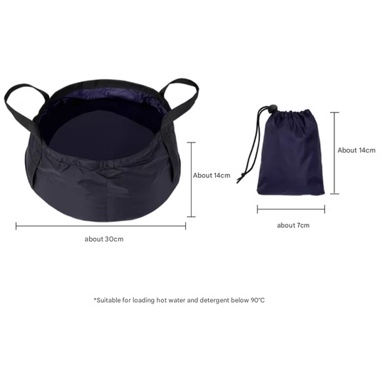 2PCS Black 8.5L Portable Folding Water Basin - Collapsible Bucket with Carry Bag for Camping & Travel