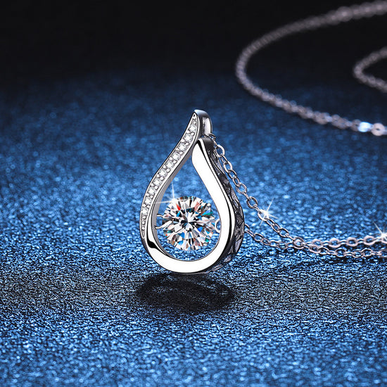Dazzling Teardrop Dancing Moissanite Necklace S925 Sterling Silver Pendant