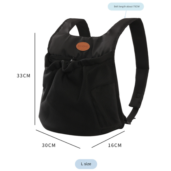 L Blue Hands-Free Pet Carrier Backpack for Small Dogs & Cats - Breathable Chest Pack for Outdoor Travel & Hiking